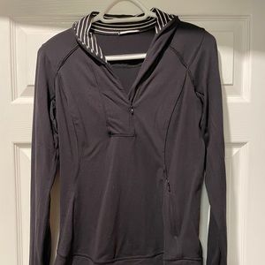 Lululemon Black & Striped Collar Runderful 1/2 Zip